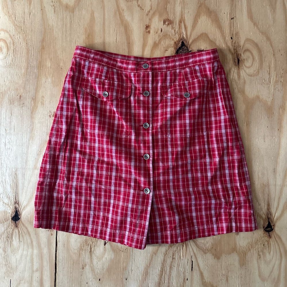 Liz Claiborne 90s Red Plaid Cotton Skort 12